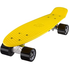 Ridge Skateboard 55 cm Mini Cruiser Retro Stil In M Rollen Komplett U Fertig Montiert Gelb Schwarz,