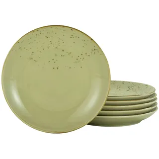 Creatable Desserttellerset , Salbeigrün , Keramik , 6-teilig , rund , Geschirr, Teller, Teller-Sets