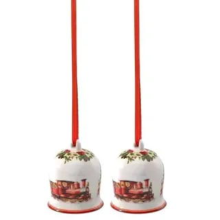 Villeroy & Boch - Annual Christmas Edition Jahres-Glocke 2025 Bunt, Glocke Weihnachten, Baumschmuck, Deko Weihnachten, Weihnachtsdekorationen, Sammlerstück, Premium Porzellan (Packung mit 2)