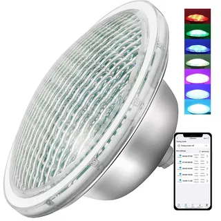 CXhome LED Poolbeleuchtung Unterwasser 25W 12V RGB PAR56 Pool Beleuchtungen Poollicht Unterwasser (Ersetzt alten PAR56 Halogenlampen) IP68 BT-Steuerung APP 32 Lichteffekte Farbwechsel Poolzubehör