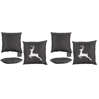 Out of the blue Dunkelgraues Deko-Kissen, Hirsch, mit Reissverschluss, 40 x 40 cm, 100% Polyester, 300g Füllgewicht (Packung mit 2)