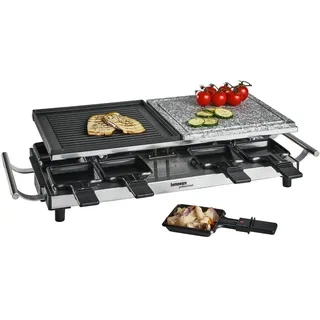 Homeware Profession. Raclette-Grill , Schwarz, Edelstahlfarben , Metall, Kunststoff, Stein , 24.2x13x62 cm , RoHS, Lfgb, Ce , Temperaturregler, Kontrollleuchte, antihaftbeschichtete Raclette-Pfännchen, abnehmbare Steinplatte, regelbarer Thermostat , Kochgeschirr, Tischgrills & Fondues, Raclette-Grills