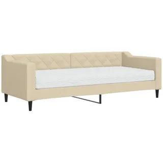 Tagesbett mit Matratze Creme 80x200 cm Stoff - Creme