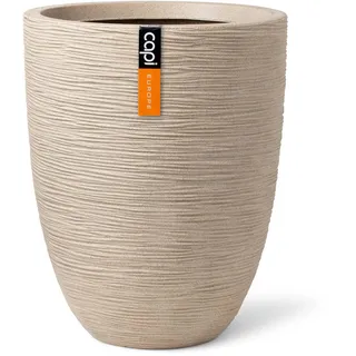 Capi Europe - Gefäß elegant niedrig Waste Rib NL - 46x58 - Terrazzo beige - Blumentopf für den Innen- und Außeneinsatz - Übertopf - Pflanztopf - Pflanzgefäß - Kunststoff - KTBR783
