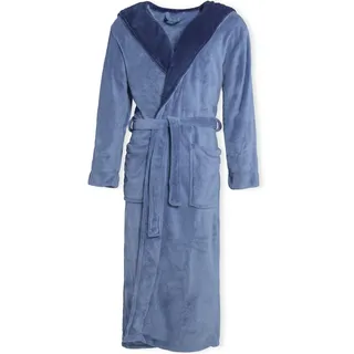 CELINATEX Texas Bademantel Kapuze XXL mittel blau dunkel blau Mikrofaser Damen Herren Morgenmantel Coral Fleece Mantel