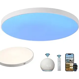 LED Deckenleuchte Alexa Kompatibel 32cm Smart Deckenlampe Weiß RGB Dimmbar mit Fernbedienung Apple Homekit Farbwechsel Steuerbar Via App 24W Rund