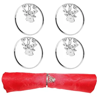 Weihnachten Servietten Ringe Halter 4 Dinner Party Tisch Deko Silber Rentier