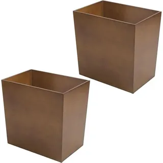 Stilvoller Abfalleimer Mülleimer mDesign Bambus-Optik Holzfaser 2er Set braun - Braun