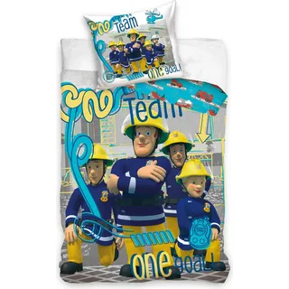 CARBOTEX Feuerwehrmann Sam die beste Feuerwehrmannschaft 140 × 200 cm - Blau