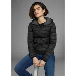 Polarino Steppjacke mit Kapuze Übergangsjacke für kühle Tage, aus leichtem Webmaterial, schwarz