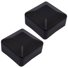 SKIR'CO (2 Stück) Zaunpfostenkappen, quadratisch 50 x 50 mm, schwarze Kunststoffkappen für Zaunpfosten, Farbe Schwarz RAL 9005