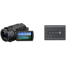 Sony FDR-AX43A 4K Kompakt-Camcorder (Ultra HD (UHD), Balanced Optical SteadyShot, 20x optischer Zoom, schwenkbarer Bildschirm), schwarz & NP-FV70A2 Li-Ion Camcorder-Akku