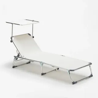 Sonnenliege Strandliege Klappbar Aluminium mit Sonnendach California - Weiß - Weiß