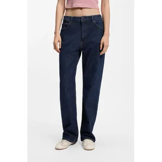 Straight-Jeans HUGO BLUE "Elyah", Damen, Gr. 29, Länge 34, navy 410, Denim/Jeans, Obermaterial: 99% Baumwolle, 1% Elasthan, unifarben, straight fit lang, Jeans Straight-Jeans, mit extra Länge, Mid Rise