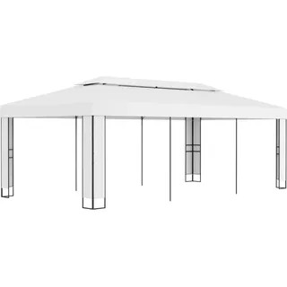 The Living Store Pavillon mit Doppeldach 3 x 6 m Weiß - Weiß