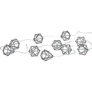 10er Lichterkette LED Metall Schwarz Polygon Diamant Timer-Funktion Licht Beleuchtung Deko Industrial - Schwarz