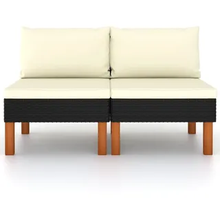 VidaXL 315765, Schwarz, Rattan, Holz, Erwachsene & Kinder, 605 mm, 645 mm, 670 mm - Schwarz
