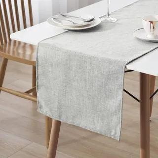 Decomira Tischläufer wasserabweisend Leinen-Optik - Fleckschutz, abwaschbar - Als Garten-Tischdecke Outdoor für Esstisch - Grau - 40x300 cm