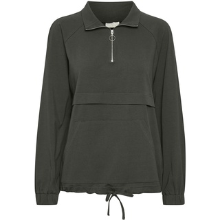 KAFFE Damen, Sweatshirt mit Half-Reißverschluss, Kragen, Vorderseite, Taschen, Bauchtring, Waist Sweater, Grape Leaf, 38