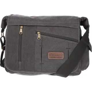 Große XL Herren Damen Tasche Messenger Bag Umhängetasche Laptoptasche Canvas Schwarz - Schwarz