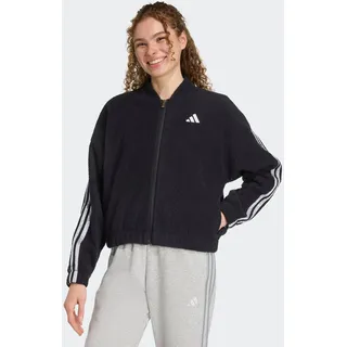 Kapuzensweatshirt ADIDAS SPORTSWEAR "CITY TECH HIGH PILE FLEECE- MIT DURCHGEHENDEM REISSVERSCHLUSS", Damen, Gr. M, schwarz (schwarz, silber metallic), Obermaterial: 100% Polyester, angesetztes Bündchen, Sweatshirts Kapuzensweatshirt
