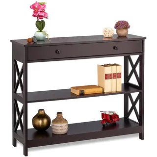 Relaxdays Konsolentisch HBT 80 x 100 x 30 cm braun