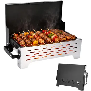 GFTIME Klappgrill Camping Grill Holzkohlegrill Tischgrill für Outdoor BBQ, Edelstahl Tragbar Faltbar Grill mit Tragetasche für Camping, Picknick, Gartenkochen und Terrasse
