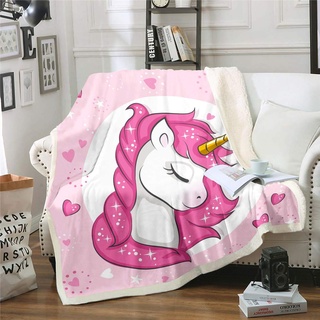 Einhorn Decke Magisches Tierdekor Kuscheldecke 150x200cm für Teenager Fantasy Einhorn Themendekor Wohndecke Niedliche Fee Karikatur Muster Flanell Fleecedecke