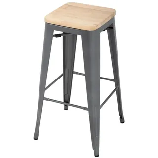 Bolero Barhocker 4er Set Stahl Holz grau