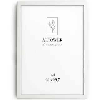 Artower® Bilderrahmen für DIN A4 21 x 30 cm Weiß Holz Dünner Rahmen | Posterrahmen Groß Vintage Collage | Picture Frame White Wood 21 x 29,7cm | Holzbilderrahmen Poster Rahmen Echtholz