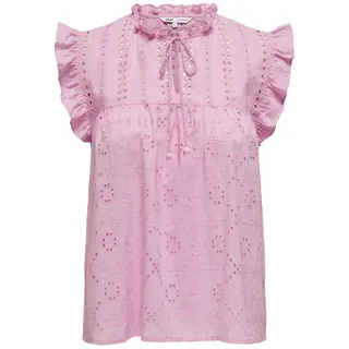 ONLY Damen Bluse | Bio-Baumwolle | nachhaltige Materialauswahl | Regular Fit | Stehkragen | Kurzarm | unifarben | atmungsaktiv | Kordel