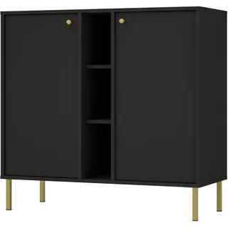 Selsey Oktio - Sideboard 2-türig Mit Regalen, Schwarz-Graphit 100 cm - Grau