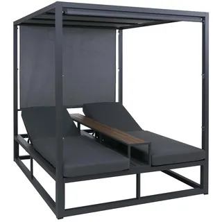 Mendler Alu Lounge-Gartenliege HWC-P81 Sonnenliege Daybed dunkelgrau