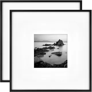 MCS Master & Co. Foundry Metall-Bilderrahmen, quadratisch, 45,7 x 45,7 cm, 20 x 20 cm mit Passepartout oder 45,7 x 45,7 cm ohne Passepartout, Wandaufhängung für Fotos und Poster, Schwarz, 2 Stück