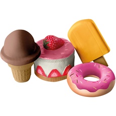 Bild von Squishies 4er-Set „Sweets“, Eis am Stiel, Kuchen, Donut, Hörnchen-Eis, Antistress Spielzeug, Kaufladen- und Küchenzubehör, mehrfarbig