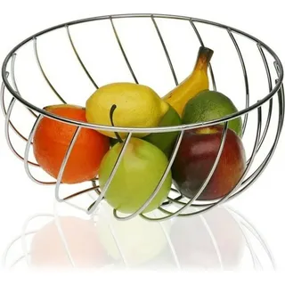 Obstschale aus verchromtem Metall (28 x 14 x 28 cm)