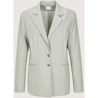 Jackenblazer MADELEINE "Blazer Eleganter Einreiher mit Nadelstreifen", Damen, Gr. 38, grau (silbergrau, silberfarben), Obermaterial: 63% Polyester PES. 33% Viskose CV. 2% Elasthan EL. 2% metallisierte Fasern MTF., Modern, gerade, Blazer Jackenblazer, schimmerndes Effektgarn