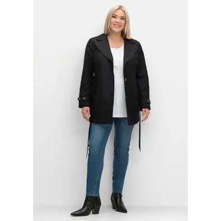 Sheego Outdoorjacke »Trenchcoat mit Gürtel, wasserabweisende Qualität«, (mit Gürtel), ohne Kapuze, mit Gürtel, wasserabweisende Qualität, schwarz