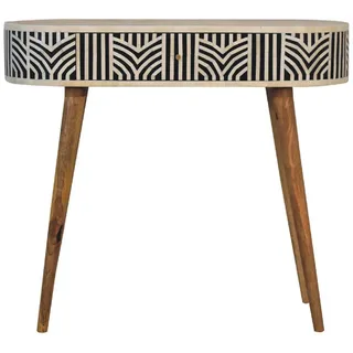 Artisan Furniture Konsolentisch Edessa, 1 Schublade, Nordische Beine, Wchwarz und Weiß, Eichenholzoptik , Metall , Echtholz,Mangoholz , Holz Optik , Oval , 90x78x35 cm , FSC 100%, Handmade in India , Wohnzimmer, Wohnzimmertische, Konsolentische