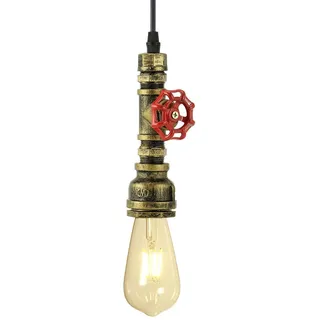 KAWELL Retro Industrielle Pendelleuchte Konleuchter Vintage Hängelampe | Wasserrohr, Art Deco, Eisen, E27 Base 60W Max, für Schlafzimmer Loft Cafe Bar Restaurant Küche