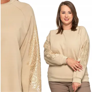 Warm WOMEN'S BLUET Gold Print Hoodless Klassisch Bequem MORAJ XXL - Beige