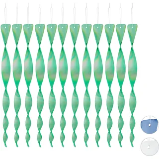 Relaxdays Vogelabwehr Spirale, 12er Set, reflektierend, Balkon & Garten, Windspirale, 40 cm, Vogelschreck, ver. Farben