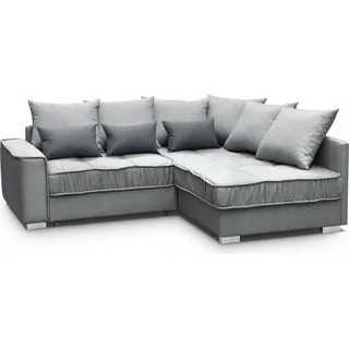 Ecksofa RALF – Wohnlandschaft Polstersofa Polsterecke Schlaffunktion (Grey – Rino 88 + 97 rechtes) - Hellgrau