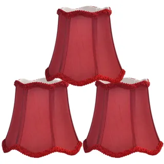 3er Set Stoff Lampenschirm E14 / E27 Modern Minimalist Clip On Light Shade für Tischlampe Candle Chandelier Light Wandleuchte (Rot)