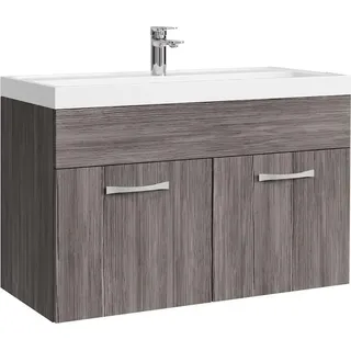 Badplaats Badmöbel Set mit Waschbecken und Unterschrank Paso 01 80 x 40 cm Grau Eiche - Waschbeckenunterschrank mit Waschbecken - Grau