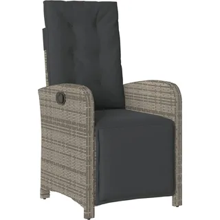vidaXL Gartensessel mit Fußteil Verstellbar Grau Poly Rattan - Grau