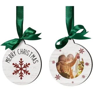 Individueller Weihnachtsanhänger für den Christbaum - Weihnachtskugel mit Foto Namen Text personalisiert - Christbaumschmuck Holz - Baumschmuck Deko - Geschenkanhänger