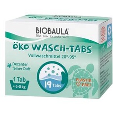 BIOBAULA Öko Wasch-Tabs 19 Stück - Ein Tab reicht für 6 bis 8 Kilo Wäsche - Für weiße und farbige Textilien geeignet