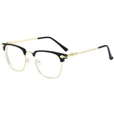 Fullwosing Brille Kurzsichtig mit Minus Dioptrien -1.00 to -6.00 Myopie Sehstärke Kurzsichtig Herren Damen (-4.00, Gold)