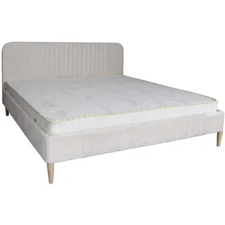 Ehebett Samt Bett Weiss 180x200cm Doppelbett Glamour Bettgestell Polsterbett